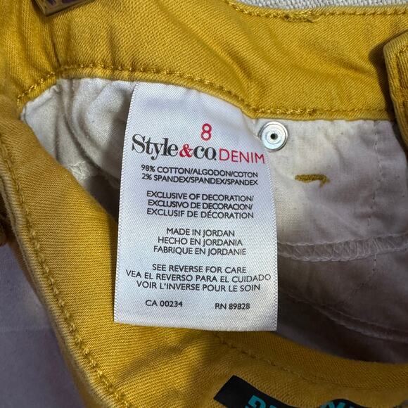 Style & Co Skinny Jeans Size 8 Yellow Colored Denim Stretch Pockets Casual Fit - Picture 9 of 13